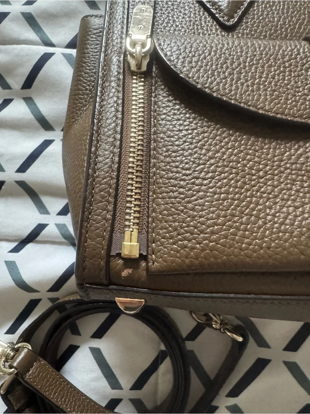 Henri Bendel Convertible Rivingtin Mini Tote in Brown Pebbled Leath…
